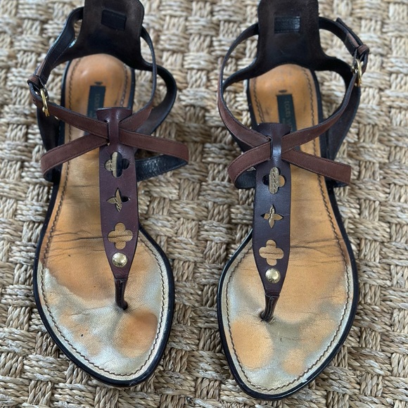 COPY - Louis Vuitton Brown Leather Sandals 37.5 RARE - Picture 7 of 7